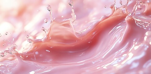 Aufkleber - A close-up of pink liquid with splashes, evoking a sense of fluidity and motion.