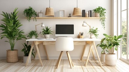Poster - Serene Minimalist Home Office Workspace Design
