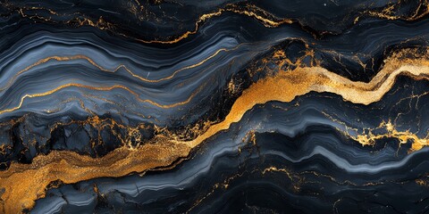 Aufkleber - Abstract design featuring flowing black and gold patterns.