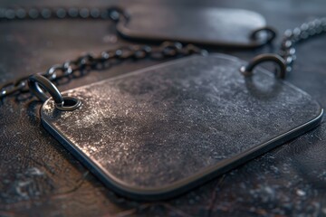Poster - Metal tags on a chain. AI.