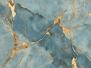 Poster - A textured blue and gold marble background, ideal for design and decoration purposes.