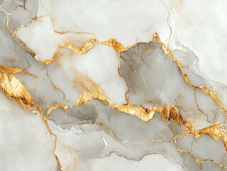 Poster - A luxurious marble texture featuring gray and gold veins, ideal for backgrounds and designs.
