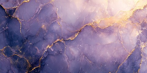 Poster - A smooth purple marble texture with golden veins, suitable for backgrounds or design projects.