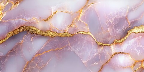 Poster - A beautiful abstract marble texture with pink and gold veins.