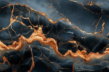 Poster - A close-up of textured black and gold marble, showcasing natural patterns and elegance.