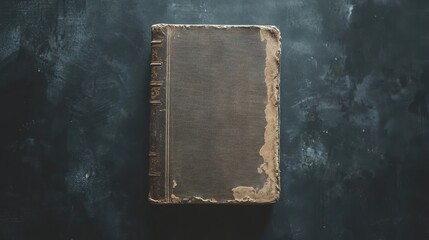 Poster - Aged Book Rests on Dark Surface Showing Wear