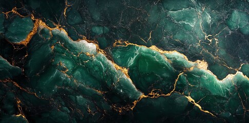Aufkleber - A close-up of a marbled green stone with golden veins, showcasing natural beauty and texture.
