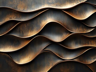 Poster - Abstract metal waves with a textured finish, creating a dynamic visual flow.