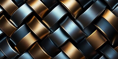 Aufkleber - A close-up of a woven pattern featuring metallic tones of black and gold.