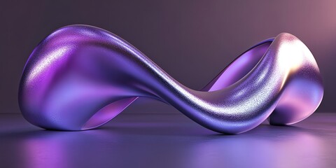 Aufkleber - A smooth, flowing abstract sculpture with a shimmering purple finish.