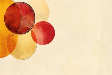 Poster - Abstract composition featuring overlapping circles in warm colors on a textured background.