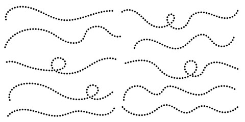 Poster - Dashed hand drawn lines. Clean dot style hand drawn doodle line collection.