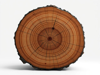 Cross-section of a felled tree with clearly visible growth rings, lumber, age rings, timber