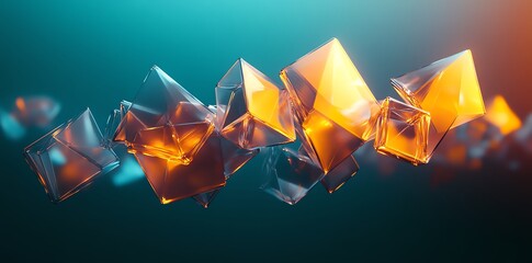 Aufkleber - A dynamic composition of translucent geometric shapes with glowing edges.