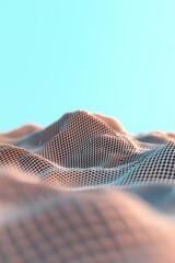 Poster - Abstract Artwork of Flowing Neon Gradient Waves with a Soft Mesh Texture on a Light Background