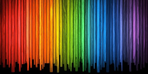Poster - Vibrant Abstract Digital Artwork Featuring Full Spectrum of Colors in Striking Vertical Lines