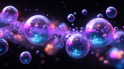 Poster - A vibrant depiction of colorful bubbles in a cosmic-like space.