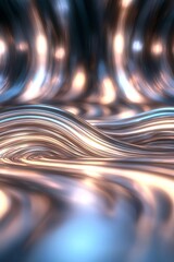 Poster - Radiant Digital Abstract Art with Vibrant Wavy Patterns and Glossy Textures in Shades of Blue and Rose