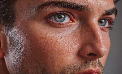 Poster - A man with a beard and blue eyes. The man has a serious look on his face. The man's eyes are open and staring straight ahead