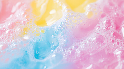 Poster - Colorful bubbles with soft pastel hues create a dreamy visual experience in bright light
