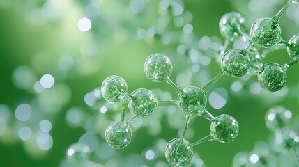 Poster - Abstract Green Molecular Structure with Bokeh Background