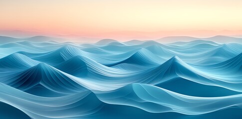 Aufkleber - Abstract representation of ocean waves under a soft pastel sky.