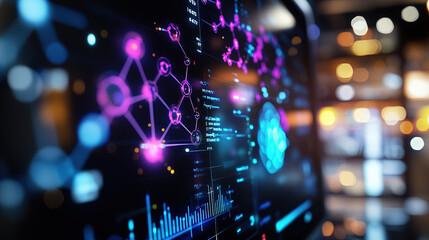 shot of high tech computer screen display