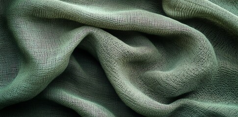 Poster - Close-up of textured green fabric, showcasing its soft, flowing nature.