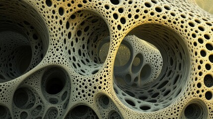 Abstract Beige Three Dimensional Porous Structure