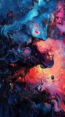Naklejka na meble Abstract Fluid Painting: A Symphony of Vibrant Colors and Dynamic Forms