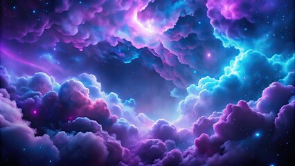 Wall Mural - Abstract purple blue cosmic clouds on dark background, cosmic, clouds, abstract, purple, blue, background, surreal, ethereal