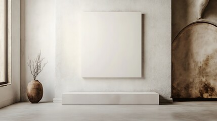 Wall Mural - Minimalist Interior Design Featuring Blank Canvas and Vase