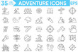 © Arslan - Adventure line icon set. Containing climb, mountains climber and more. Solid vector icons collection.vector and illustrator set.
