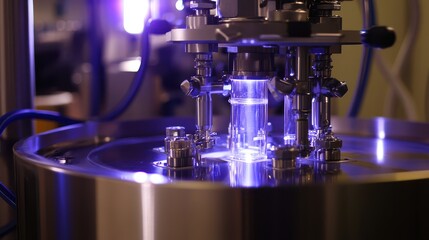 Aufkleber - Advanced Laboratory Equipment Utilized in Scientific Research with Blue Light Effect and Sophisticated Mechanisms for Precision Experimentation