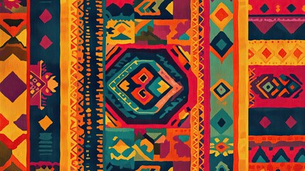 Poster - A Vibrant, Multi-Colored Geometric Pattern with an Abstract Texture