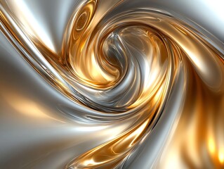 Aufkleber - Abstract swirl of silver and gold colors, creating a dynamic, fluid motion effect.
