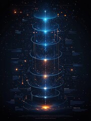 Poster - Futuristic Cosmic Structure with Glowing Circles and Stars