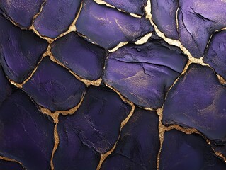 Poster - Abstract texture featuring purple and gold stone-like patterns.