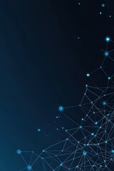 Poster - Abstract Network Connection Glowing Blue Nodes and Lines on Dark Background - Futuristic Technology Concept