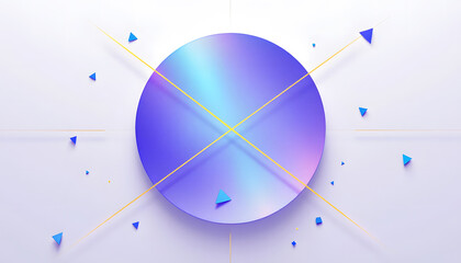 Poster - 3D Abstract Geometric Art with Purple, Yellow, and Blue Elements, Background Wallpaper