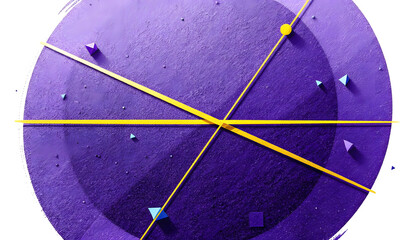 Poster - 3D Abstract Geometric Art with Purple, Yellow, and Blue Elements, Background Wallpaper