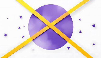 Poster - 3D Abstract Geometric Art with Purple, Yellow, and Blue Elements, Background Wallpaper
