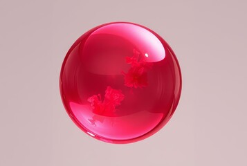 Wall Mural - Ruby Plasma Bubble A transparent red sphere filled with swirling