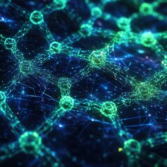 Poster - Abstract Network Connection Glowing Nodes and Lines, Futuristic Technology Background