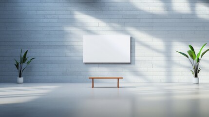 Poster - A minimalist poster mockup against a raw brick wall background, perfect for showcasing art, event flyers, or promotional materials.
