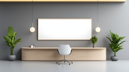 Poster - A professional poster mockup in an office environment, with the poster displayed on a minimalist office wall, suitable for corporate designs.