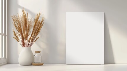 Aufkleber - A professional poster mockup template featuring a neutral wall background and editable layers, perfect for showcasing brand designs.