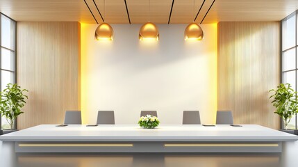 Poster - An office background with a large conference table, comfortable chairs, and a well-organized, professional setting.