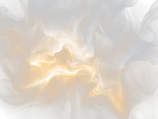Poster - Abstract swirling light and smoke, gold and white tones on black Transparent Background.