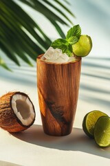 Sticker - Wooden Cup with Ice and Lime